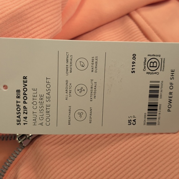 Athleta Seasoft Rib 1/4 Zip Popover In Papaya NWT - Picture 10 of 10